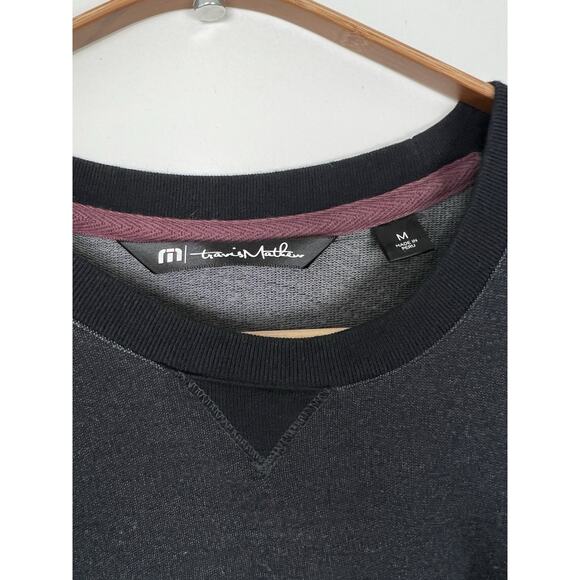 Travis Mathew Crewneck Sweater Mens Size M Heathered Black Pullover Pocket - Picture 2 of 10